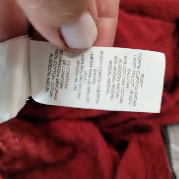 Lucky brand brick red boho top with semi sheer panels - Picture 11 of 12